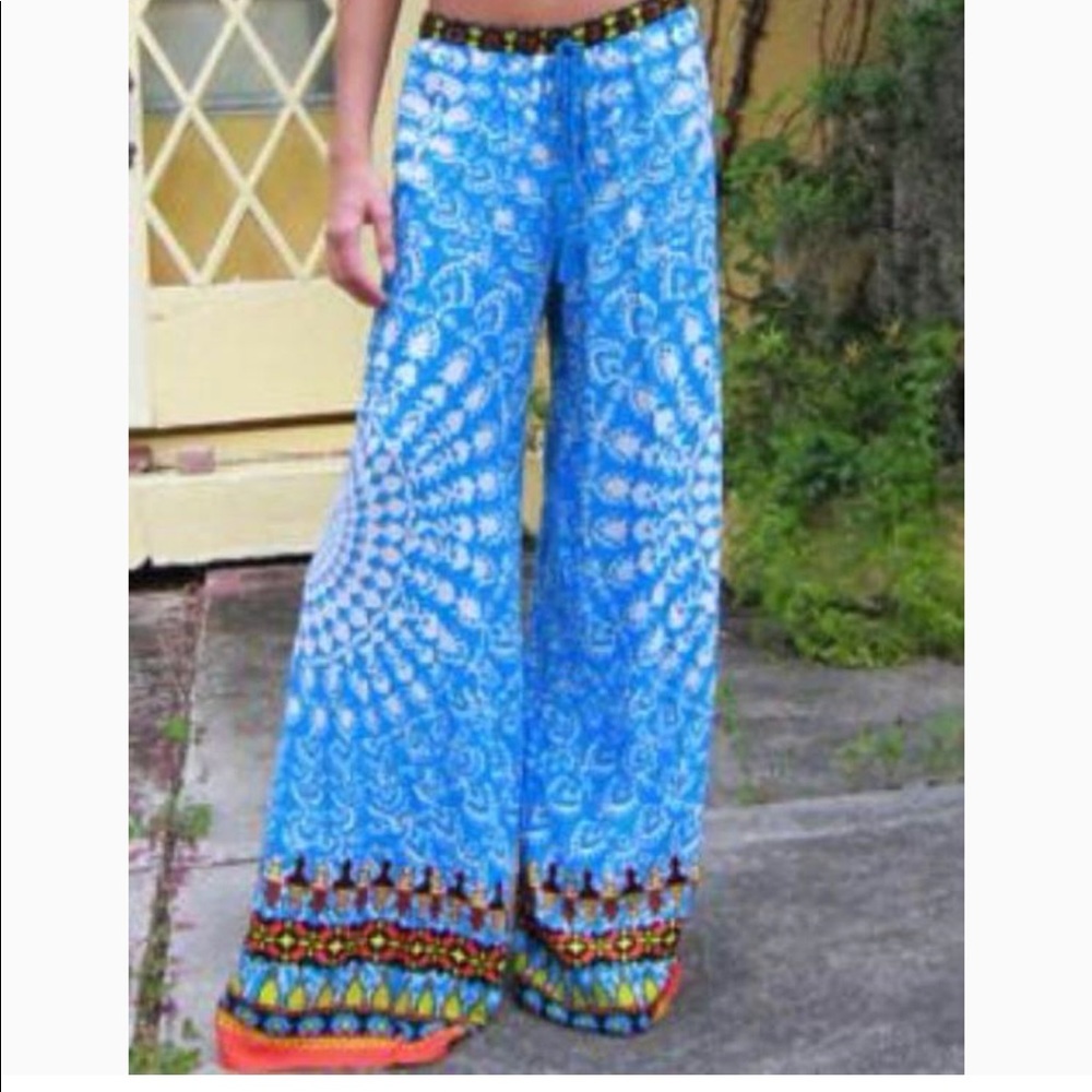 Flying Tomato Bobo print wide Pallazo pant sz: L